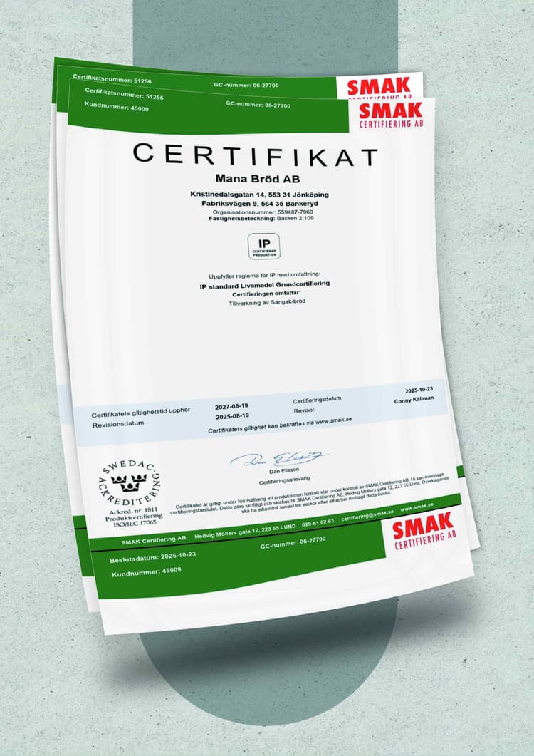 Mana Bröd certifiering